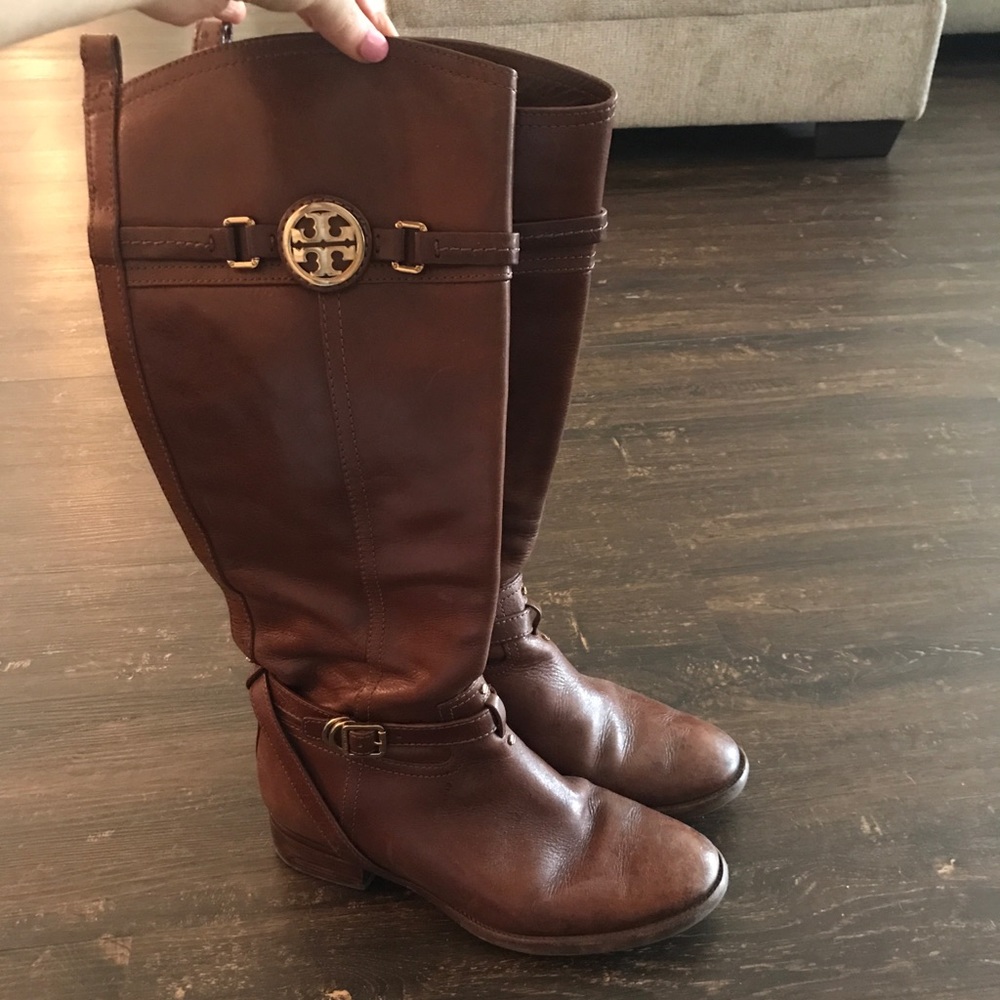 Brown leather Tory Burch riding boots
